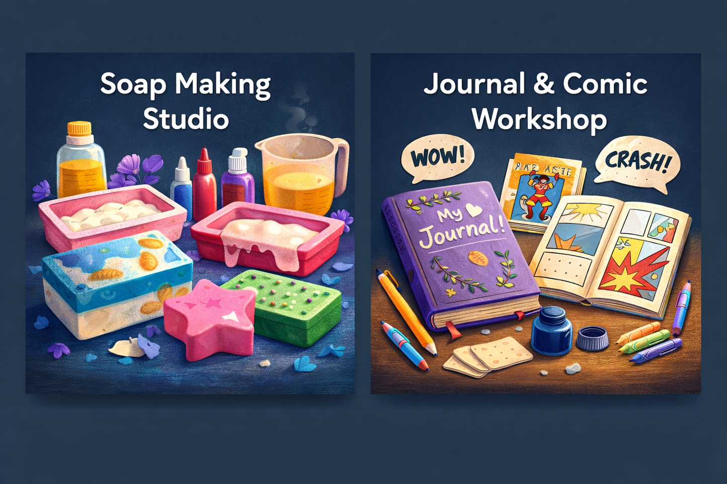 July 24 – Enrichment Workshops | Soap Making Studio & Journal and Comic Workshop