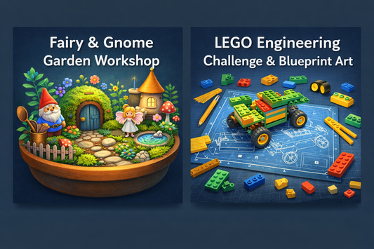 July 17 – Enrichment Workshops | Fairy/Gnome Gardens & LEGO Engineering Challenge and Blueprint Art